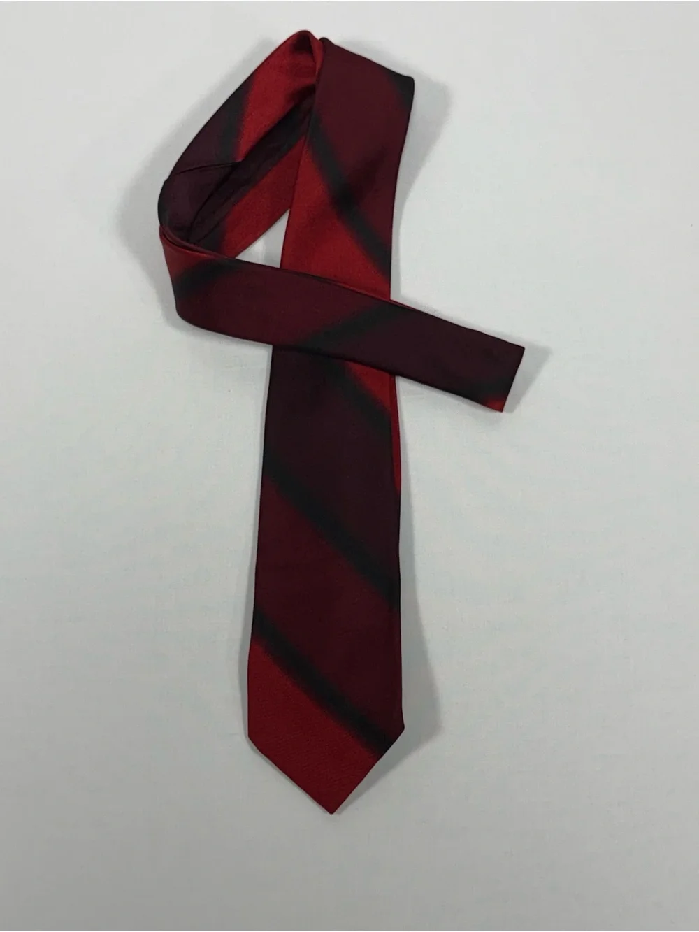 Vintage ACWA Union Made Swiss Weighted Silk Red‎ Black Stripe Necktie 54